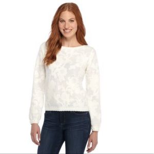 ❌SOLD❌ NWTs Womens The Limited Jacquard Floral Pullover Sweater Marshmallow XL
